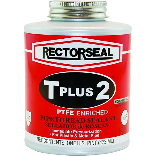 T Plus 2 Series Thread Sealant, 1 pt Can, Paste, White