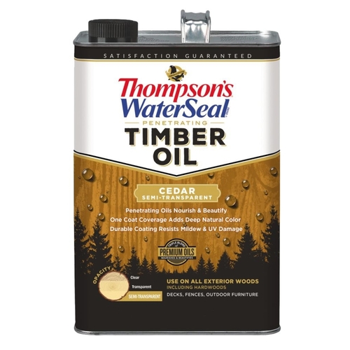 Thompson's Waterseal TH.048861-16-XCP4 Penetrating Timber Oil Thompson's WaterSeal Semi-Transparent Cedar 1 gal Cedar - pack of 4