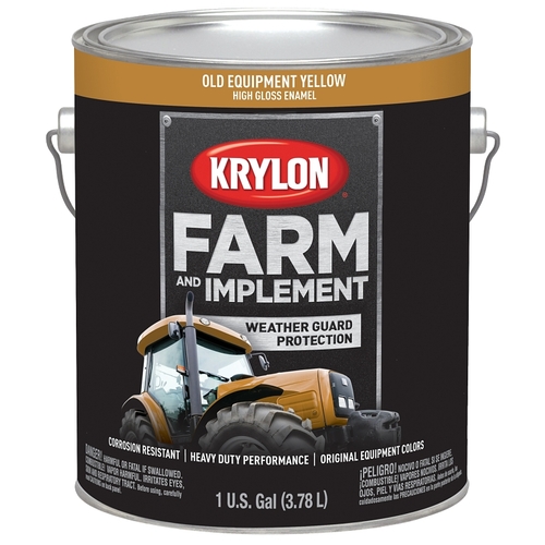 KRYLON K01985000 Farm and Implement Paint, High-Gloss, Old Equipment Cat Yellow, 1 gal