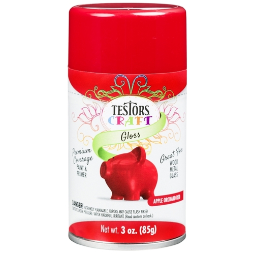 Craft Paint, Gloss, Apple Orchard Red, 3 oz, Aerosol Can