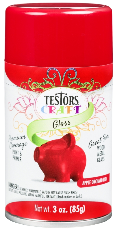 Testors 304354 Craft Paint, Gloss, Apple Orchard Red, 3 oz, Aerosol Can