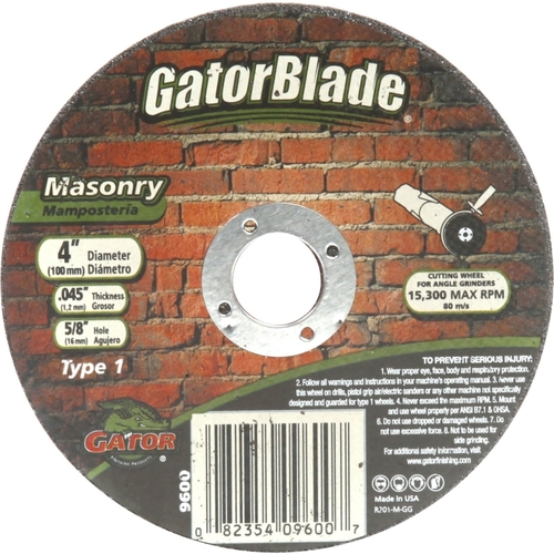 Cut-Off Wheel, 4 in Dia, 0.045 in Thick, 5/8 in Arbor, C24R Grit