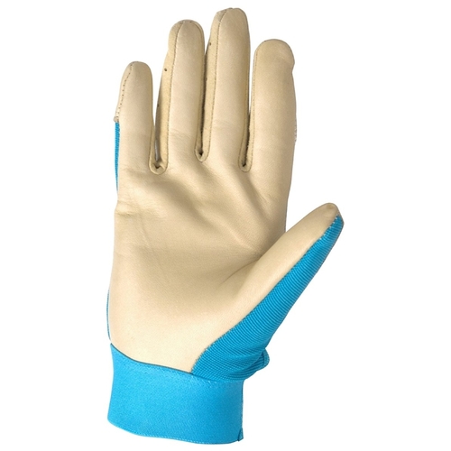 3204-L Work Gloves, Women's, L, Spandex Back, Blue/White