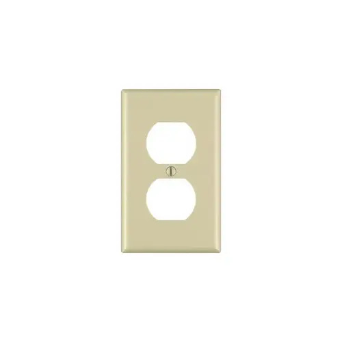 86003 Receptacle Wallplate, 4-1/2 in L, 2-3/4 in W, 1 -Gang, Thermoset Plastic, Ivory, Smooth