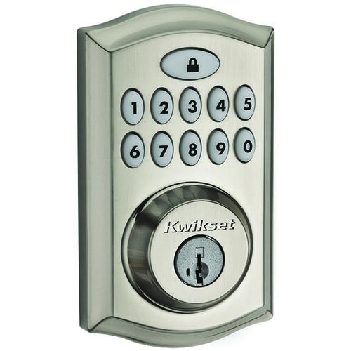 Deadbolt, 2 Grade, Satin Nickel, 2-3/8 x 2-3/4 in Backset, 1-3/8 to 1-3/4 in Thick Door