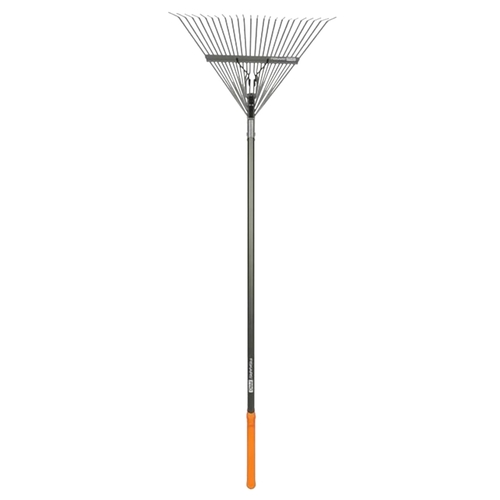 Pro Leaf Rake, Steel Tine, 24-Tine, Aluminum Handle, 66 in L Handle