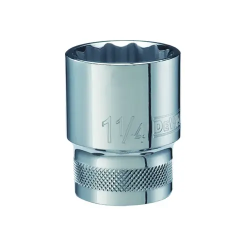 Hand Socket, 1-1/4 in Socket, 3/4 in Drive, 12-Point, Vanadium Steel, Polished Chrome