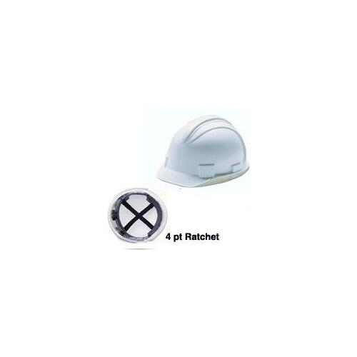 3013362 Hard Hat, 11 x 9-1/2 x 8-1/2 in, 4-Point Suspension, HDPE Shell, White, Class: C, E, G