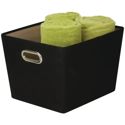 Honey-Can-Do SFT-03072-XCP8 Storage Bin with Handle, Polyester, Black, 15-3/4 in L, 13 in W, 10.8 in H - pack of 8