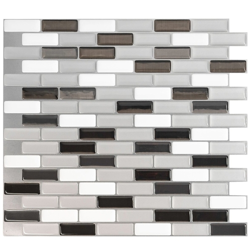 Mosaik Series Wall Tile, 9.1 in L Tile, 10.2 in W Tile, Straight Edge, Murano Metallik Pattern - pack of 4