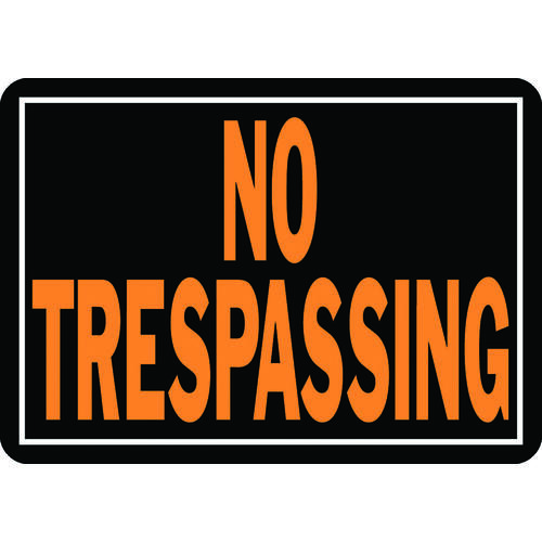 Hy-Glo Series Identification Sign, Rectangular, NO TRESPASSING, Fluorescent Orange Legend, Black Background