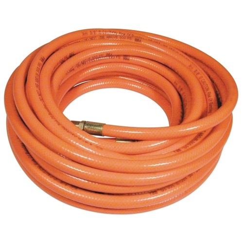 Air Hose, 3/8 in OD, 50 ft L, MNPT, 300 psi Pressure, PVC, Orange