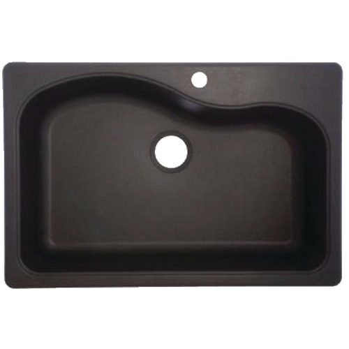 Gravity Series Kitchen Sink, 1-Deck Hole, 22 in OAW, 33 in OAH, 9 in OAD, Granite, Top Mounting