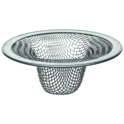 Mesh Strainer, 2-1/2 in Dia, Stainless Steel, 2-1/2 in Mesh, For: 2-1/2 in Drain Opening Kitchen Sink