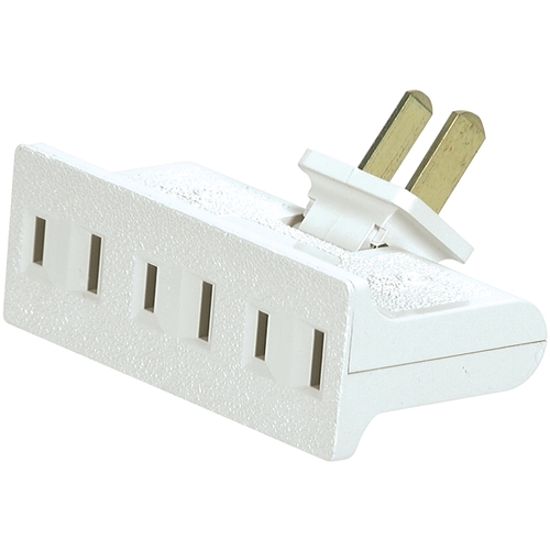 Outlet Adapter, 2 -Pole, 15 A, 125 V, 3 -Outlet, NEMA: NEMA 1-15R, White