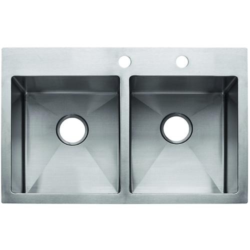 Vector Series Kitchen Sink, 22 in OAW, 9 in OAH, 33 in OAD, Stainless Steel, Polished Satin