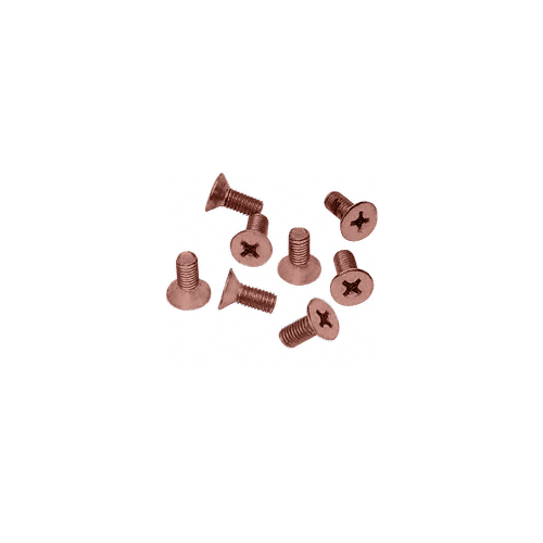 Brushed Copper 6 x 12 mm Cover Plate Flat Head Phillips Screws - pack of 8