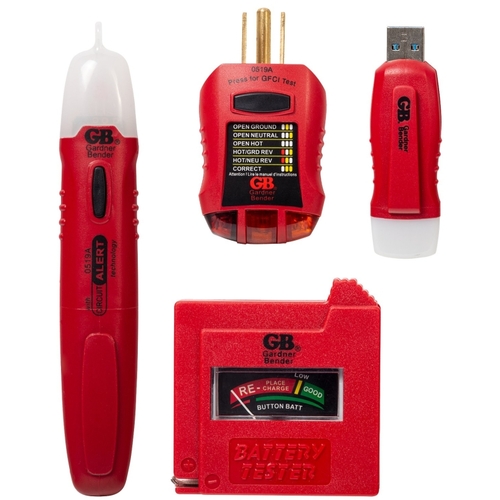 Electrical Tester Kit, 4-Piece, Plastic, Red