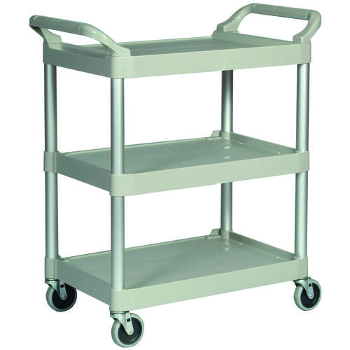 Rubbermaid FG342488PLAT Service Cart, 18.6 in OAW, 37.8 in OAH, 33.6 in OAL, Plastic Shelf, Platinum Shelf