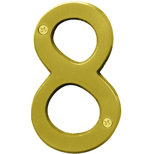 Prestige Series House Number, Character: 8, 4 in H Character, Brass Character, Solid Brass