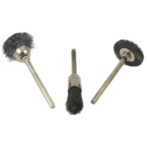 Wire Brush Set, 1/8 in Arbor/Shank, Impregnated Bristle, Nylon Bristle