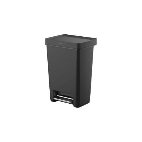Rubbermaid 2120984 StepOn Trash Can, 13 gal Capacity, Plastic/Stainless Steel, Charcoal, Lid