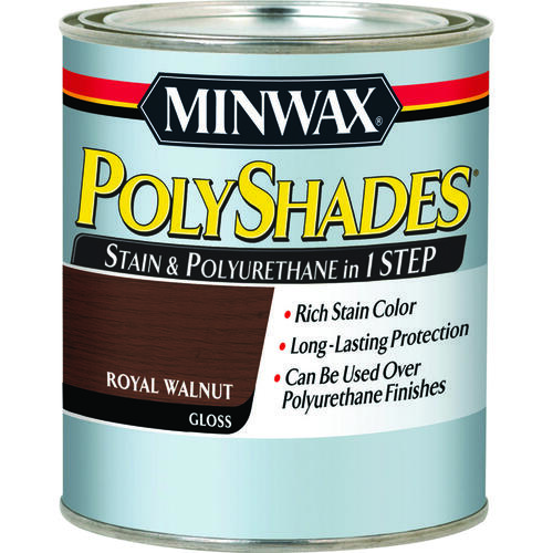 PolyShades Wood Stain and Polyurethane, Gloss, Royal Walnut, Liquid, 1 qt, Can