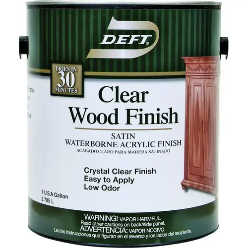 Waterborne Water-Based Wood Finish, Clear Satin, Gallon