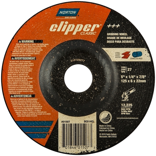 Clipper Classic A AO Series Grinding Wheel, 5 in Dia, 1/4 in Thick, 7/8 in Arbor