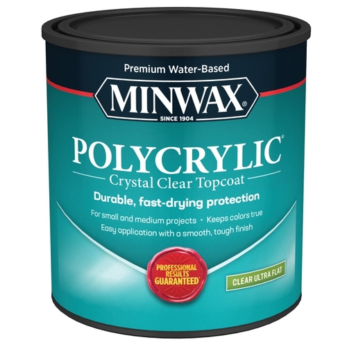 Minwax 611114444XCP4 Polyurethane Polycrylic Ultra Flat Crystal Clear