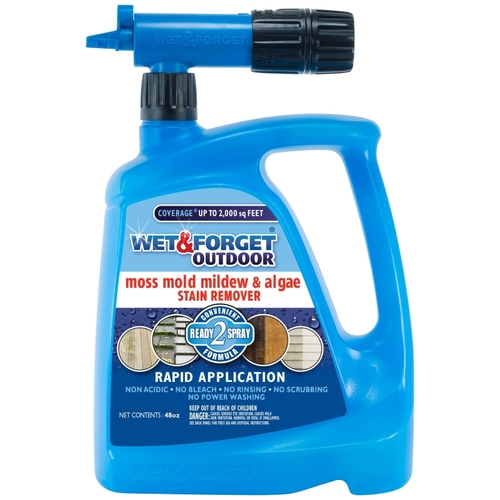 Wet & Forget 805048 Stain Remover, 48 oz, Liquid, Clear Yellow
