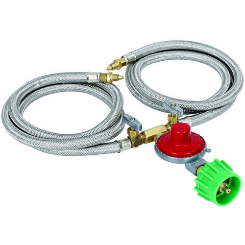 Hose and Regulator Kit, 1/8 in Connection, 36 in L Hose, Stainless Steel Satin