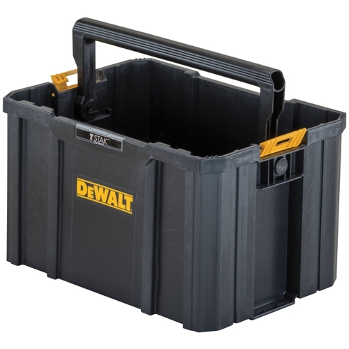 TSTAK Series Open Tote, 12-1/2 in W, 17-1/4 in D, 10-3/4 in H, Plastic, Black/Yellow