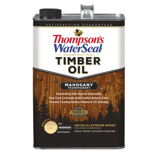 Thompson's Waterseal TH.049851-16 Penetrating Timber Oil, Mahogany, Liquid, 1 gal, Can