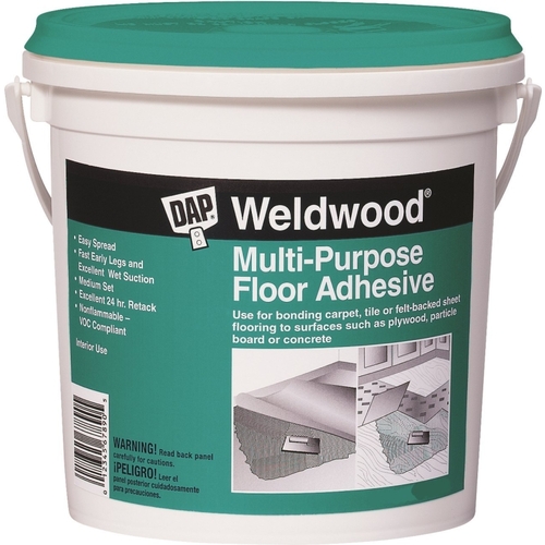 Weldwood 141 Floor Adhesive, Paste, Slight, Off-White, 1 qt Pail