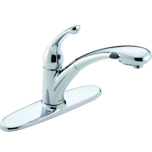 Signature Kitchen Faucet, 1.8 gpm, 1-Faucet Handle, Ceramic, Chrome Plated, Deck Mounting