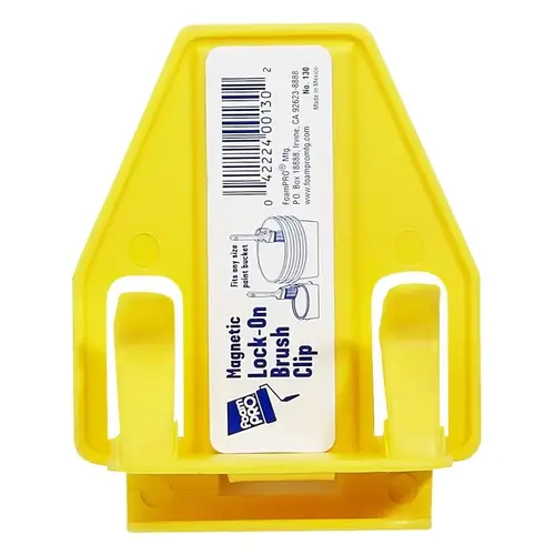 Magnetic Brush Clip, Clamp-On, For: 1 gal Paint Can, Plastic Pail Yellow