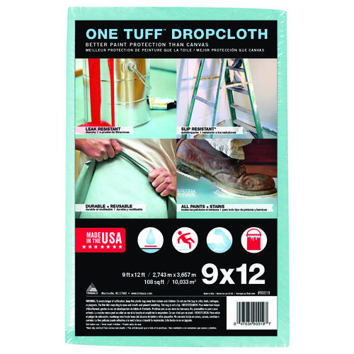 ONE TUFF Drop Cloth, 12 ft L, 9 ft W, Sontara Fabric, Blue