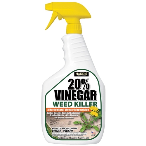 Harris VWEED-32 Vinegar Weed Killer, Liquid, Clear, 32 oz Plastic Bottle