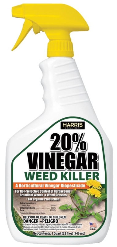 Harris VWEED-32 Vinegar Weed Killer, Liquid, Clear, 32 oz Plastic Bottle