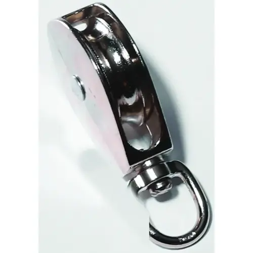 Rope Pulley, 5/32 in Rope, 25 lb Working Load, 1/2 in Sheave, Nickel