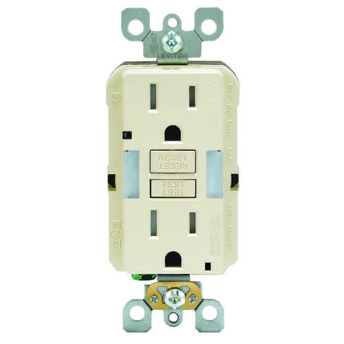 GFCI Duplex Receptacle with Guide Light, 2 -Pole, 15 A, 125 V, Back, Side Wiring, NEMA: 5-15R