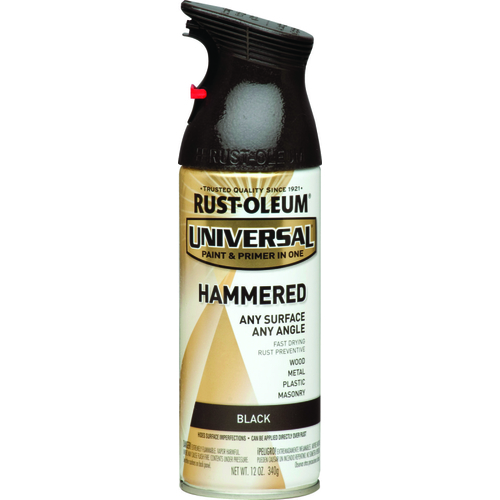 RustOleum 245217 UNIVERSAL Spray Paint, Hammered, Black, 12 oz