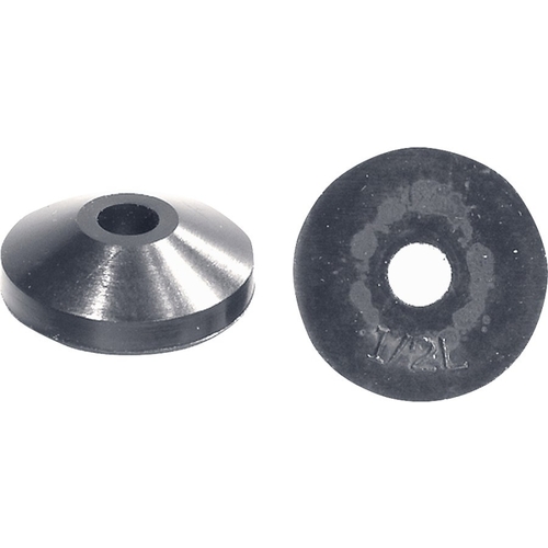 Faucet Washer, #1/2L, 25/32 in Dia, Rubber Black