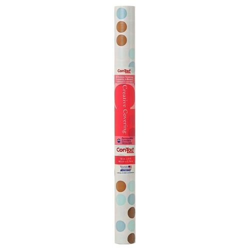 Shelf Liner Paper, 9 ft L, 18 in W, Paper, Polka Blue