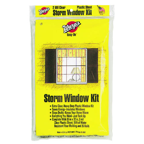 Warp's EZ-36-XCP36 Easy-On Series Storm Window Kit, 36 in W, 2 mil Thick, 72 in L, Clear - pack of 36