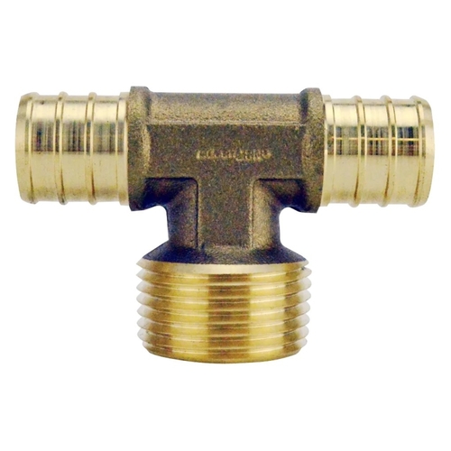 Pipe Tee, 3/4 in, Barb x MPT x Barb, Brass, 200 psi Pressure