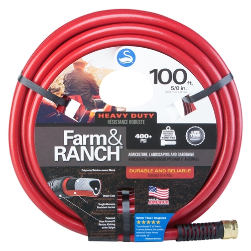 Swan SNFR58100 SNFR58100 Garden Hose, 5/8 in, 100 ft L, Female x Male, Polyester, Red