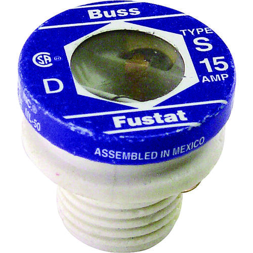 Plug Fuse, 15 A, 125 V, 10 kA Interrupt, Low Voltage, Time Delay Fuse - pack of 4