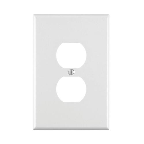 Leviton 80503-W 80503-W Receptacle Wallplate, 4-7/8 in L, 3-1/8 in W, Midway, 1 -Gang, Plastic, White, Surface Mounting